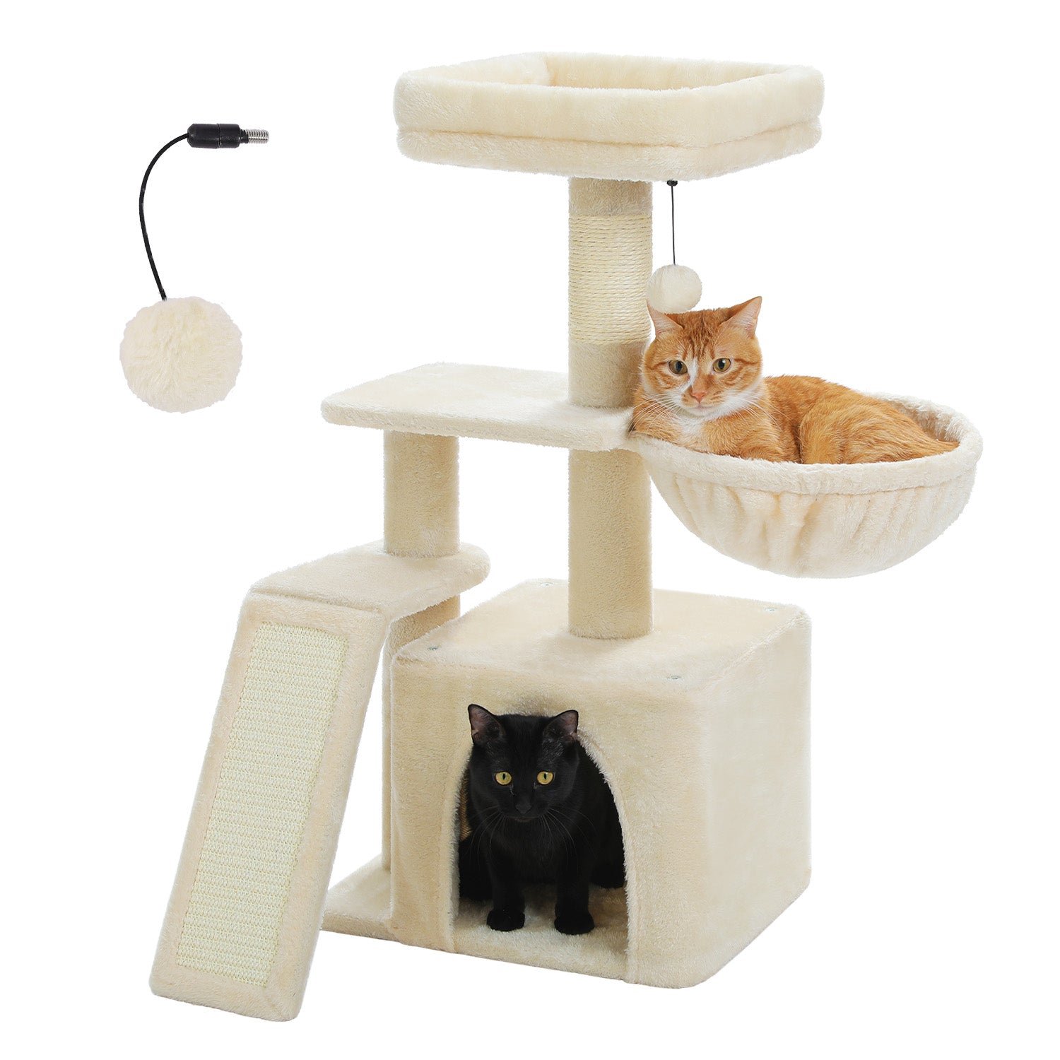15_78e752db-976d-4fe7-963a-449b77c658e1.jpg Small Cat Tree for Indoor Cats, 32'' Cute Cat Tower Cat Condo with Sisal Scratching Ramp, Cozy Hammock and Removable Top Bed Perch for Kittens - Image 1