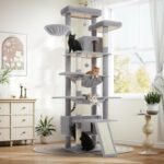 Cat Tree Extra Tall 205cm Gray Plush