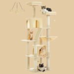 Cat Condo 180cm Beige Cactus Multi-Level with Posts & Hammock