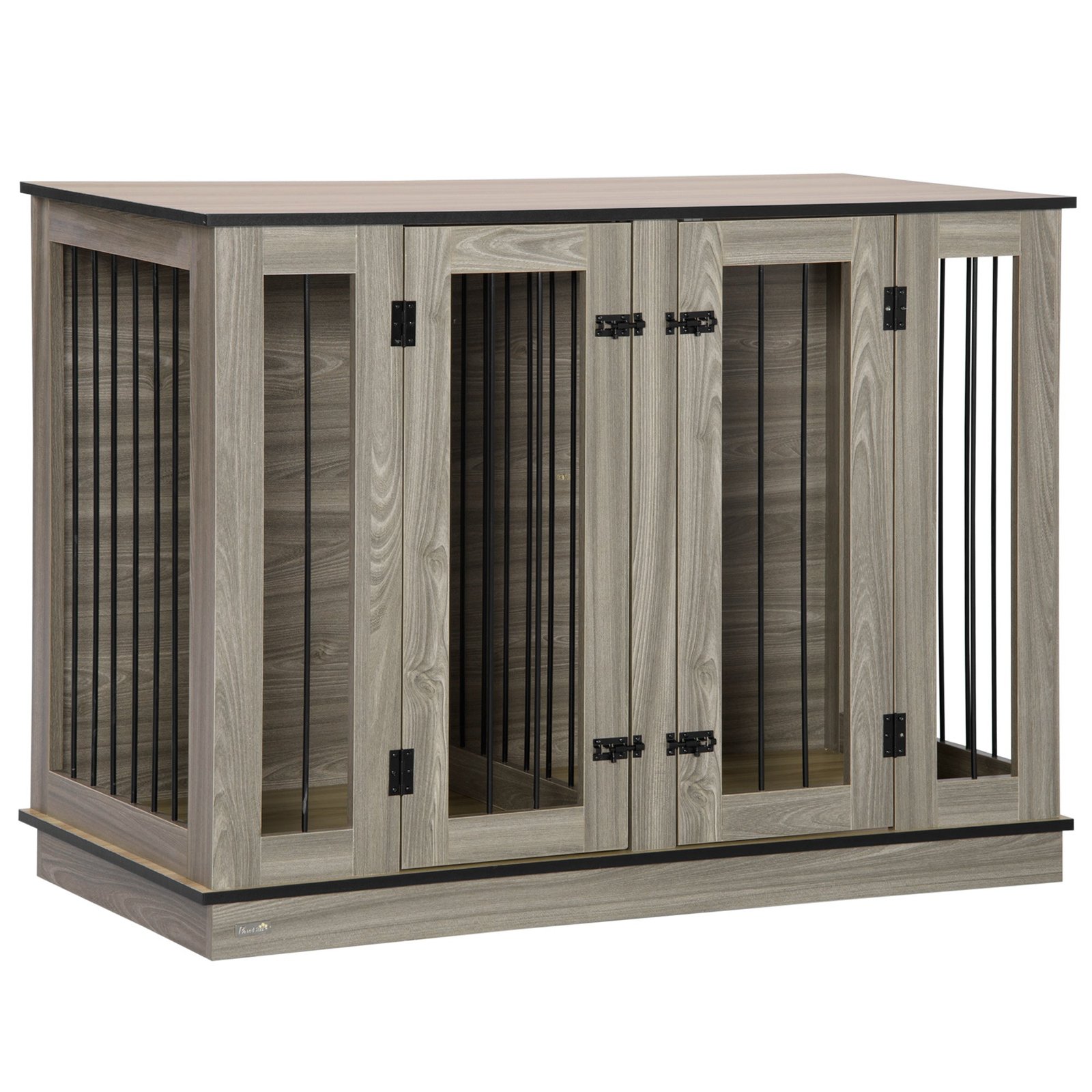0Cv98a18247d8675d Dog Crate Furniture with Divider Panel, Dog Kennel End Table for Large Dogs, Decorative Pet House with Two Rooms Design, for 2 Small Dogs - Image 1