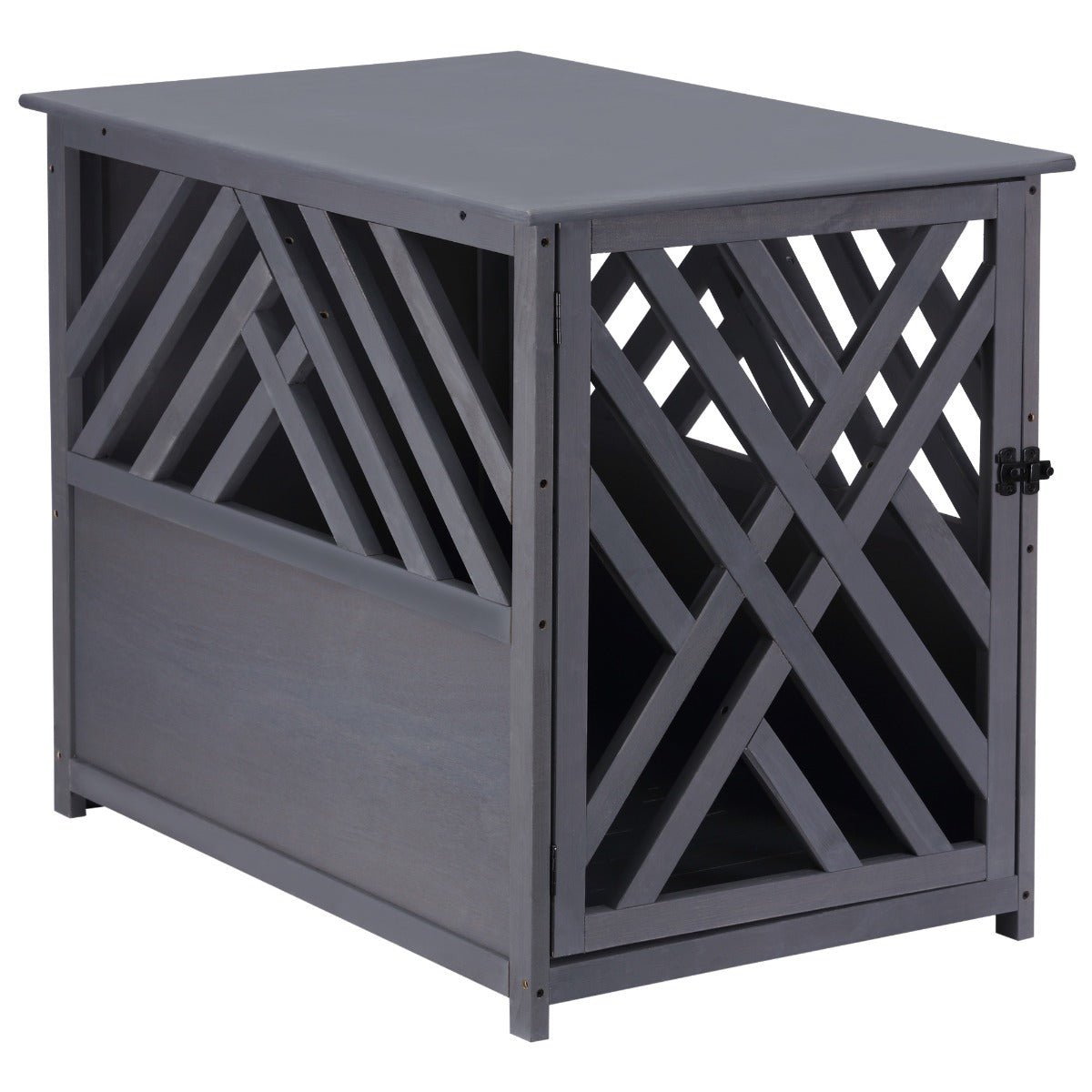 0Zw3ba17ef629b813 Wood Dog Crate Small Dog Cage Furniture Style Dog Kennel Lattice for Indoor Use with a Unique Slant Aesthetic Design - Image 1