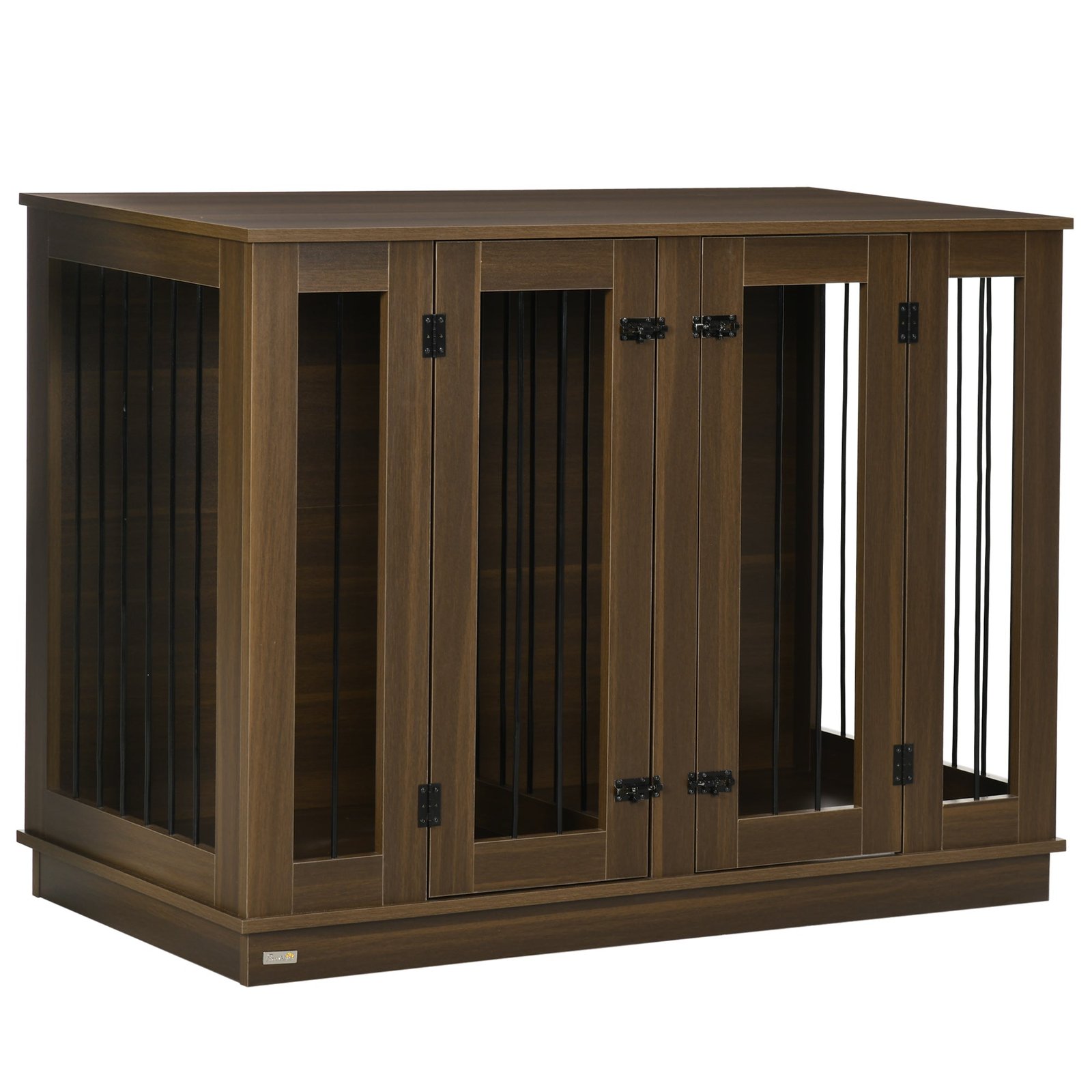 80Q98a186dfec1306 Large Furniture Style Dog Crate with Removable Panel, End Table with Two Rooms Design and Two Front Doors, Walnut, 47" x 23.5" x 35" - Image 1