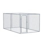 Outdoor Dog Kennel Galvanized Chain Link Fence Heavy Duty Pet Run House Chicken Coop with Secure Lock Mesh Sidewalls for Backyard, Silver