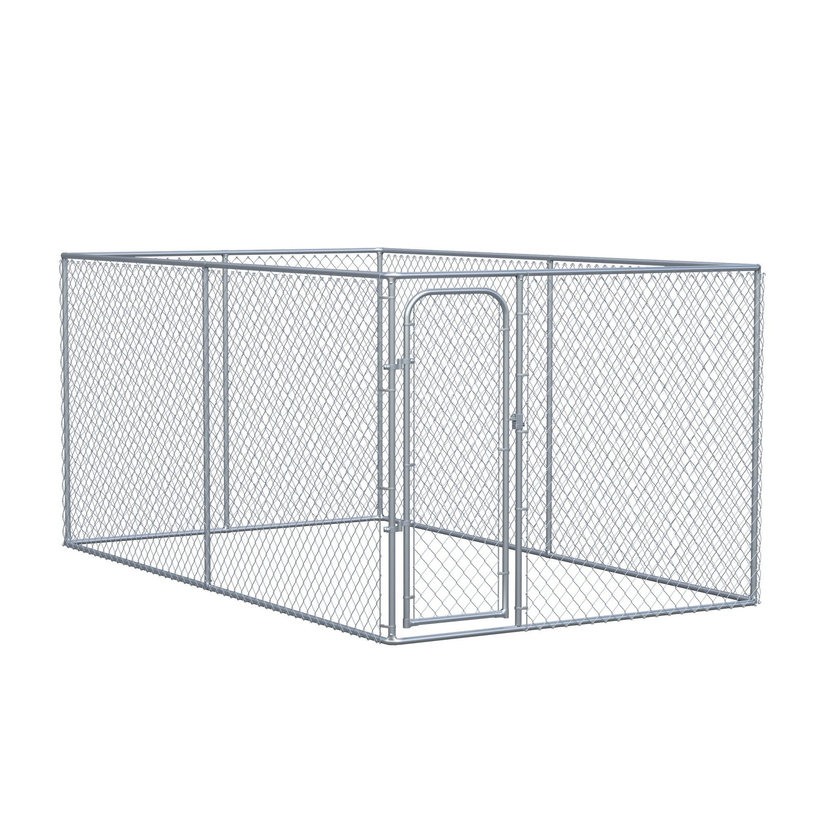 8bC98a182ceade1ea Outdoor Dog Kennel Galvanized Chain Link Fence Heavy Duty Pet Run House Chicken Coop with Secure Lock Mesh Sidewalls for Backyard, Silver - Image 1