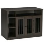 Dog Crate Furniture with Storage Space, Dog Kennel with Lockable Door, Pet Cage for Large Medium Dogs, 47" x 23.5" x 35", Brown