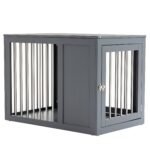 Furniture Style Indoor Dog Crate, End Table Pet Cage Kennel with Double Doors, and Locks, for Medium Dogs, Grey