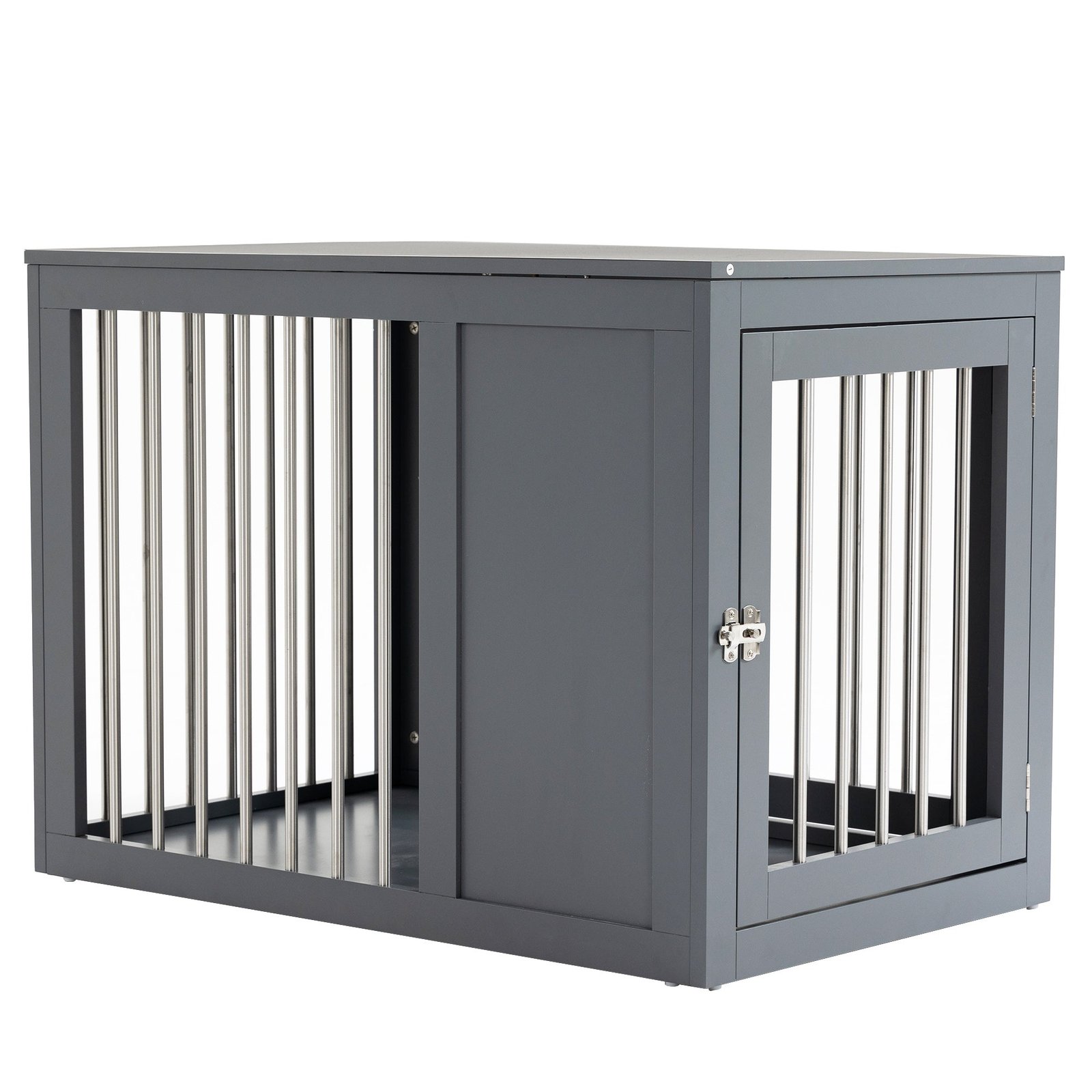 OUQ98a17f2768fd55 Furniture Style Indoor Dog Crate, End Table Pet Cage Kennel with Double Doors, and Locks, for Medium Dogs, Grey - Image 1