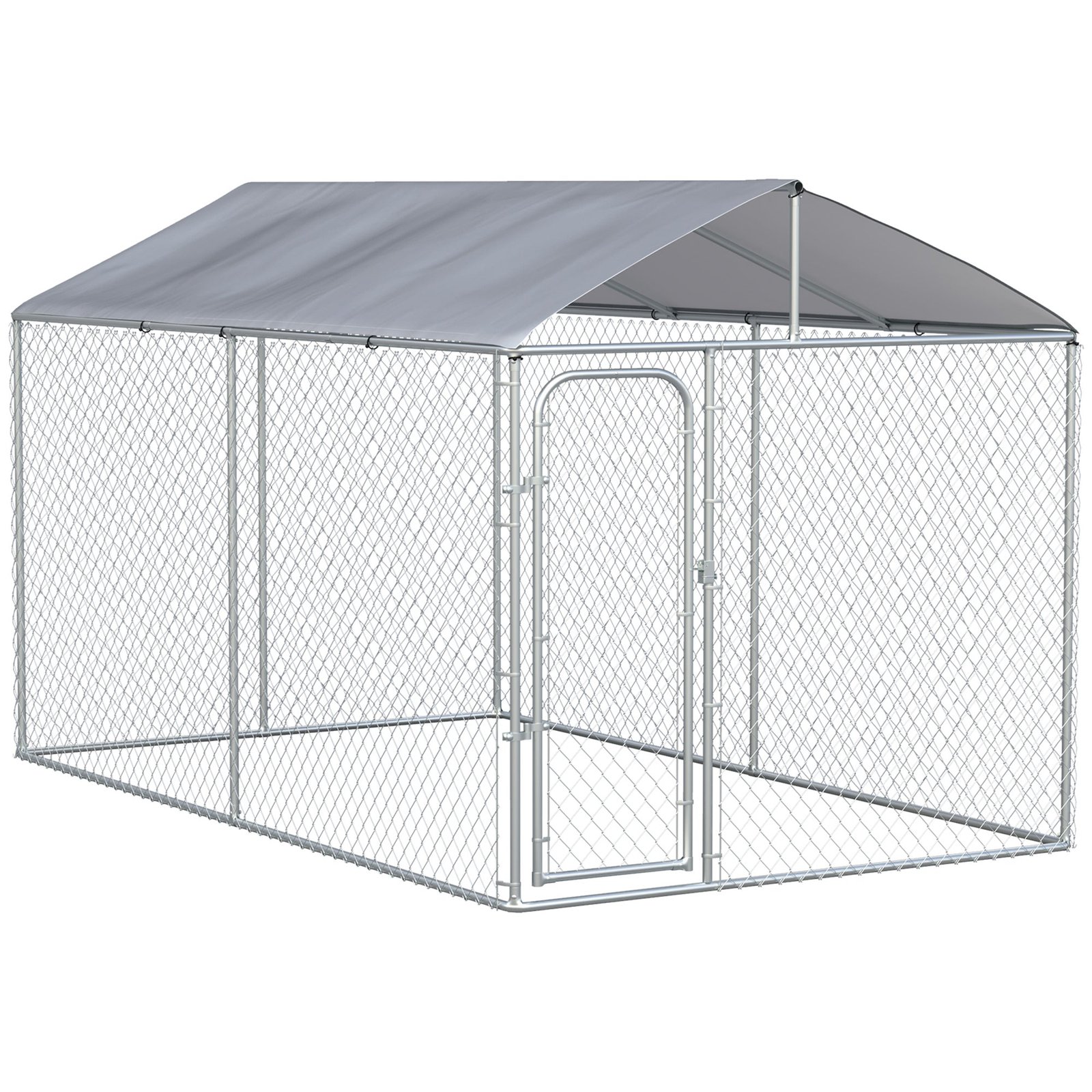 QmM98a180cda727c0 Dog Kennel Heavy Duty Playpen with Galvanized Steel Secure Lock Mesh Sidewalls and Waterproof Cover for Backyard & Patio, 13' x 7.5' x 7.5' - Image 1