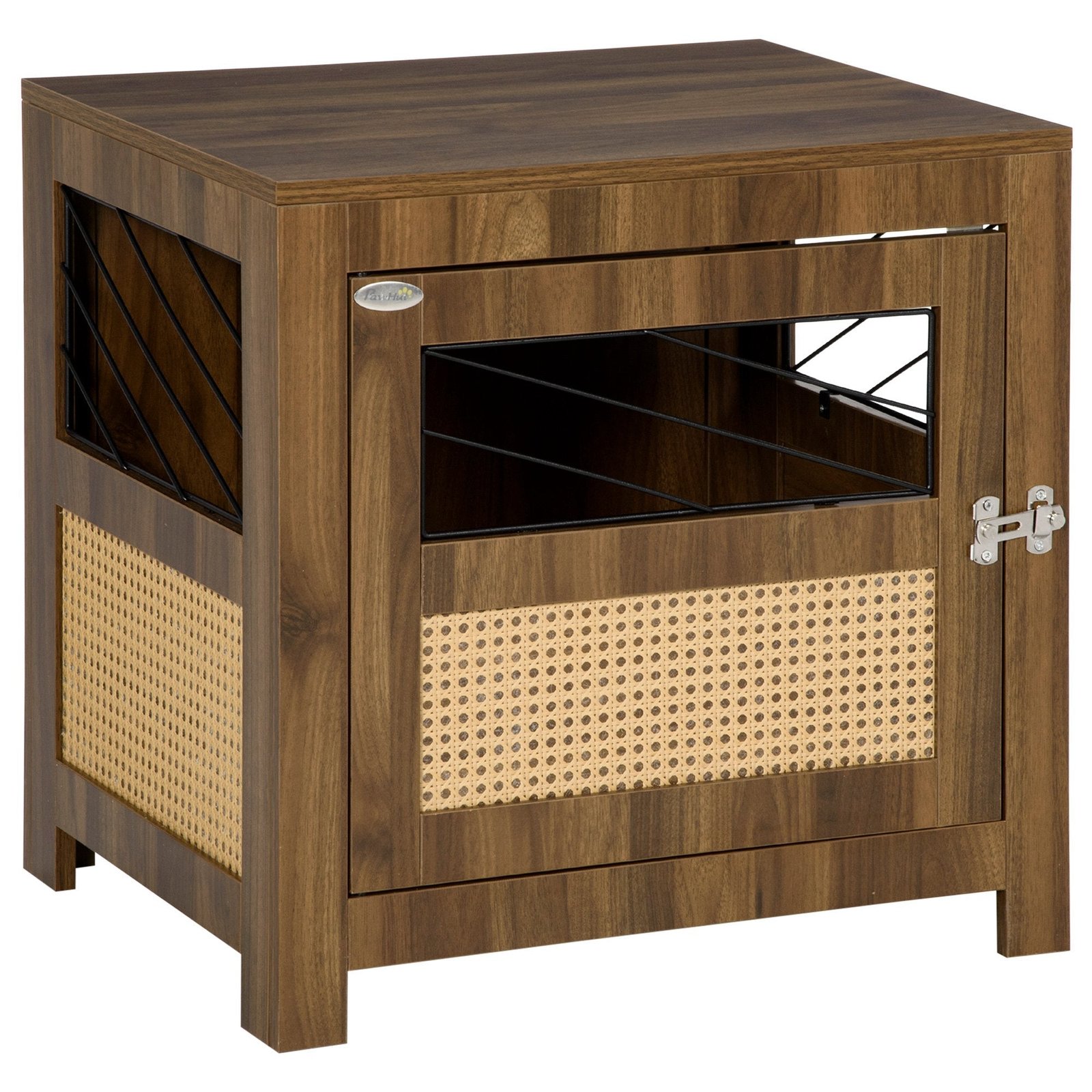 Rjb98a181effd00b7 Dog Crate Furniture with Cushion, Wooden Dog Kennel End Table with Lockable Door, for Miniature Dogs, Indoor, Walnut - Image 1