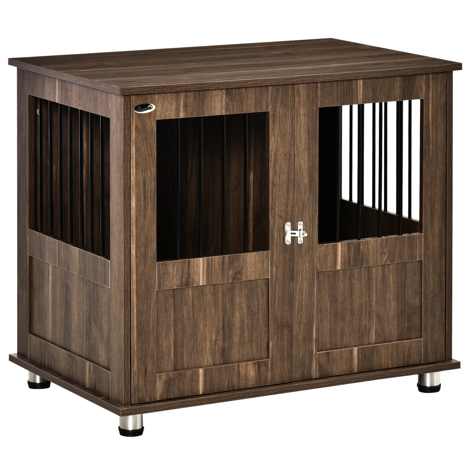 WW422117e6cea4d16 Furniture Style Dog Crate, Wooden & Wire End Table, Small & Medium Pet Crate with Magnetic Double Door Indoor Decorative Dog Kennel Cage, Brown - Image 1