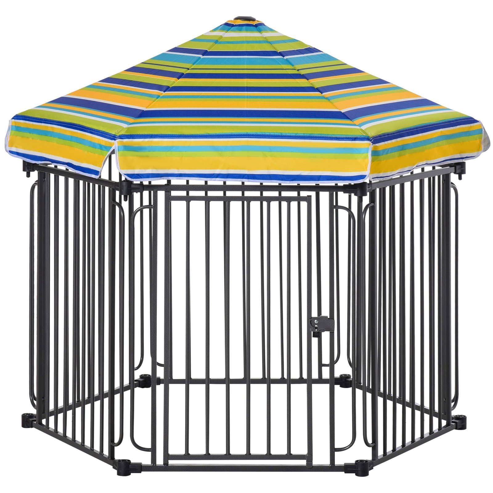 X4i98a18243e7845a 47" Heavy-duty Pet Playpen Kennel with Door & Removable Cover 6 Panels Freestanding Puppy Crate Fence for Small Medium Sized Dogs - Image 1
