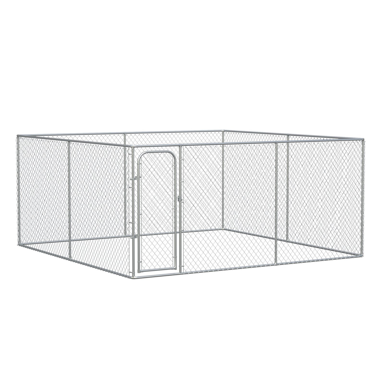 XDU98a181ae139fa1 Heavy Duty Outdoor Dog Kennel Galvanized Chain Link Fence, Pet Run House Chicken Coop with Secure Lock Mesh Sidewalls for Backyard, Silver - Image 1