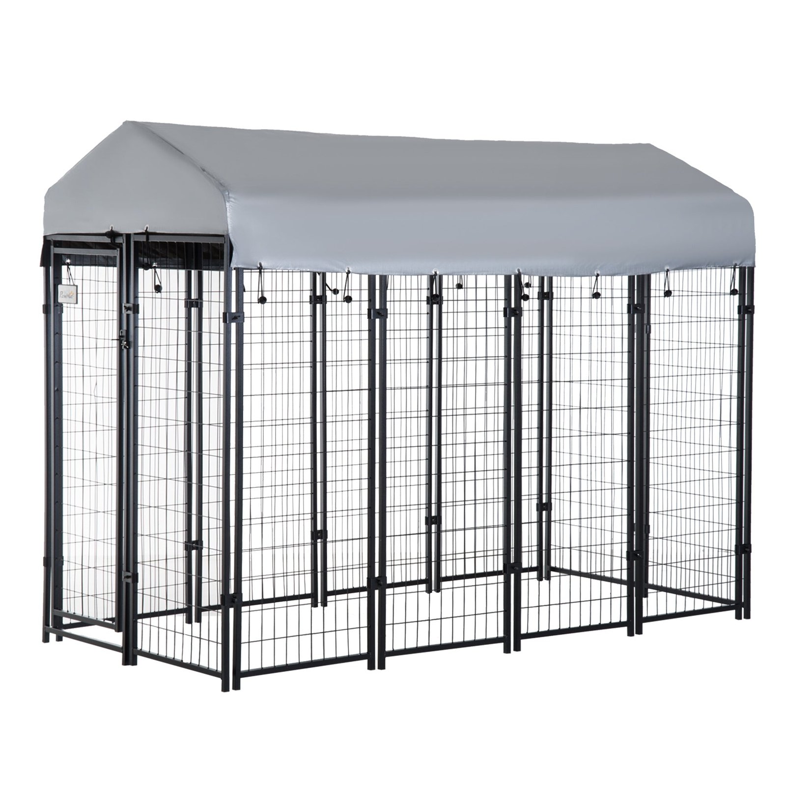 kYN65b17e66e23859 8' x 4' x 6' Large Dog Kennel Outdoor Steel Fence with UV-Resistant Oxford Cloth Roof & Secure Lock - Image 1