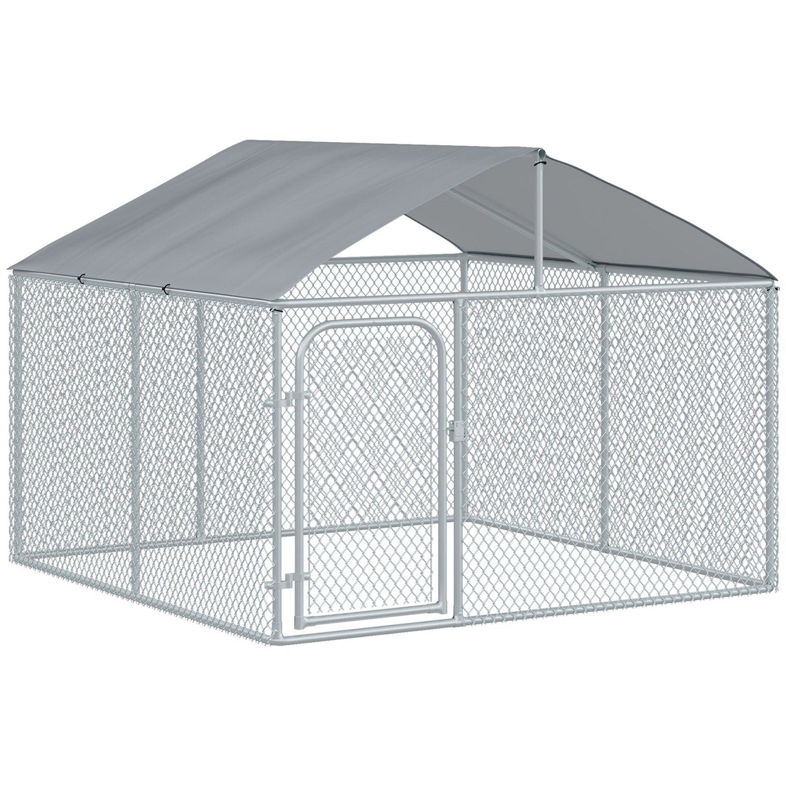 mJW98a1811e5e4a9f Dog Kennel Outdoor Heavy Duty Playpen with Galvanized Steel Secure Lock Mesh Sidewalls and Waterproof Cover for Backyard & Patio - Image 1