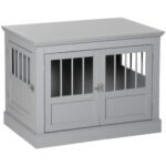 Cat Litter Box Enclosure with Magnetic Doors, Cat Washroom Nightstand with Large Top, Hidden Litter Box Side Table with Latches, Dark Grey