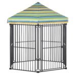 60" x 52" Heavy-Duty Outdoor Pet Cage Kennel with Weather-Resistant Polyester Roof, Locking Door, & Metal Frame