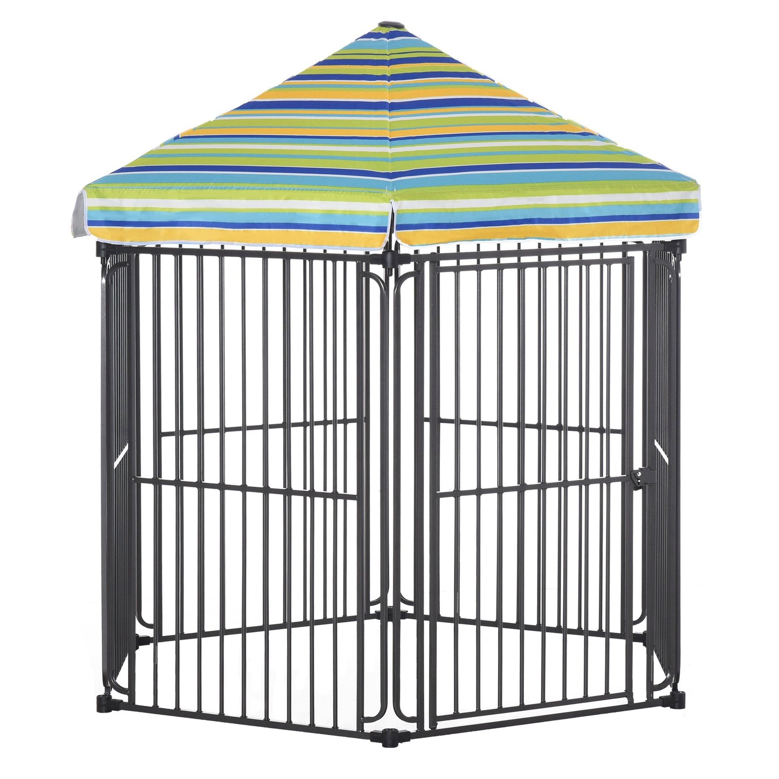 sET03117e6ae9aab1 60" x 52" Heavy-Duty Outdoor Pet Cage Kennel with Weather-Resistant Polyester Roof, Locking Door, & Metal Frame - Image 1