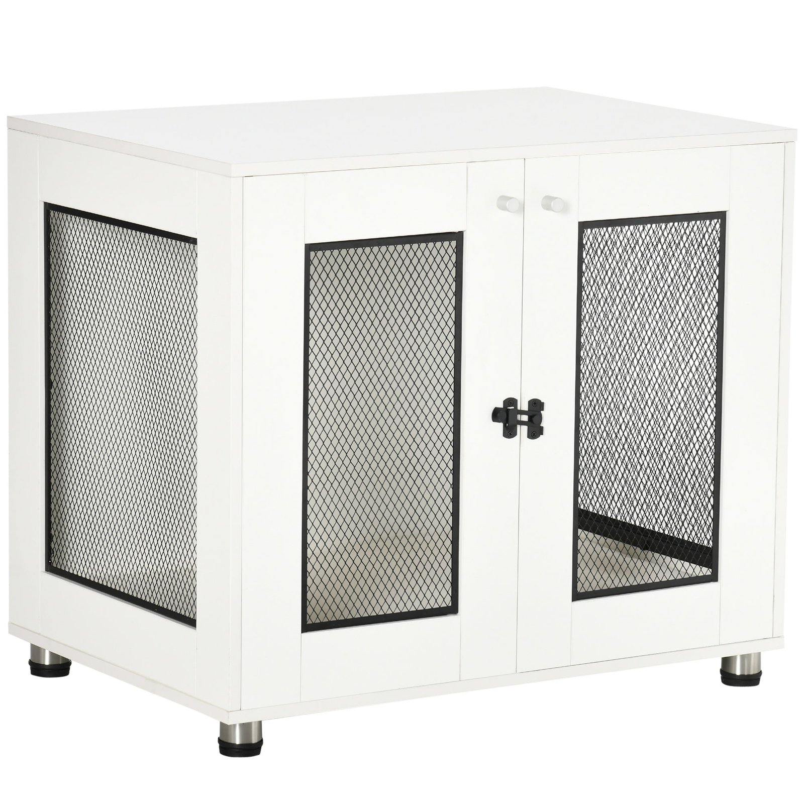 tXr98a18459cd6147 Dog Crate Furniture with Water-resistant Cushion, Dog Crate End Table with Double Doors, Indoor Pet Crate for Small Medium Dogs, White - Image 1