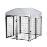 Medium-sized Outdoor Dog Kennel Galvanized Steel Fence with UV-Resistant Oxford Cloth Roof & Secure Lock 47.25" x 47.25" x 54.25"