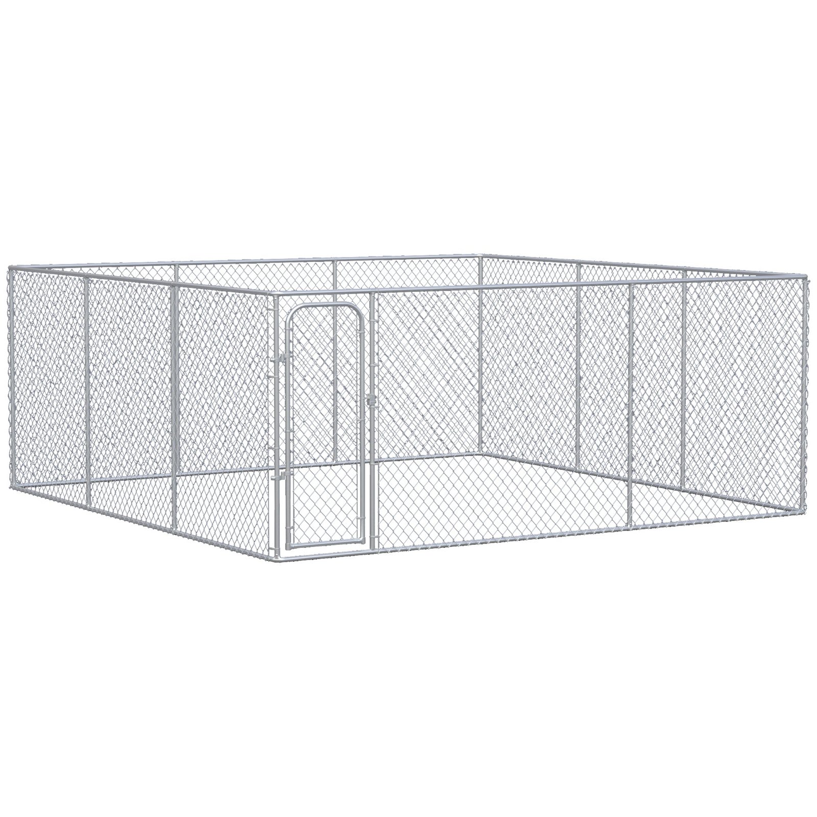 zPv98a180ff28565b Silver Outdoor Dog Kennel Galvanized Chain Link Fence Heavy Duty Pet Run House Chicken Coop with Secure Lock Mesh Sidewalls for Backyard, Silver - Image 1