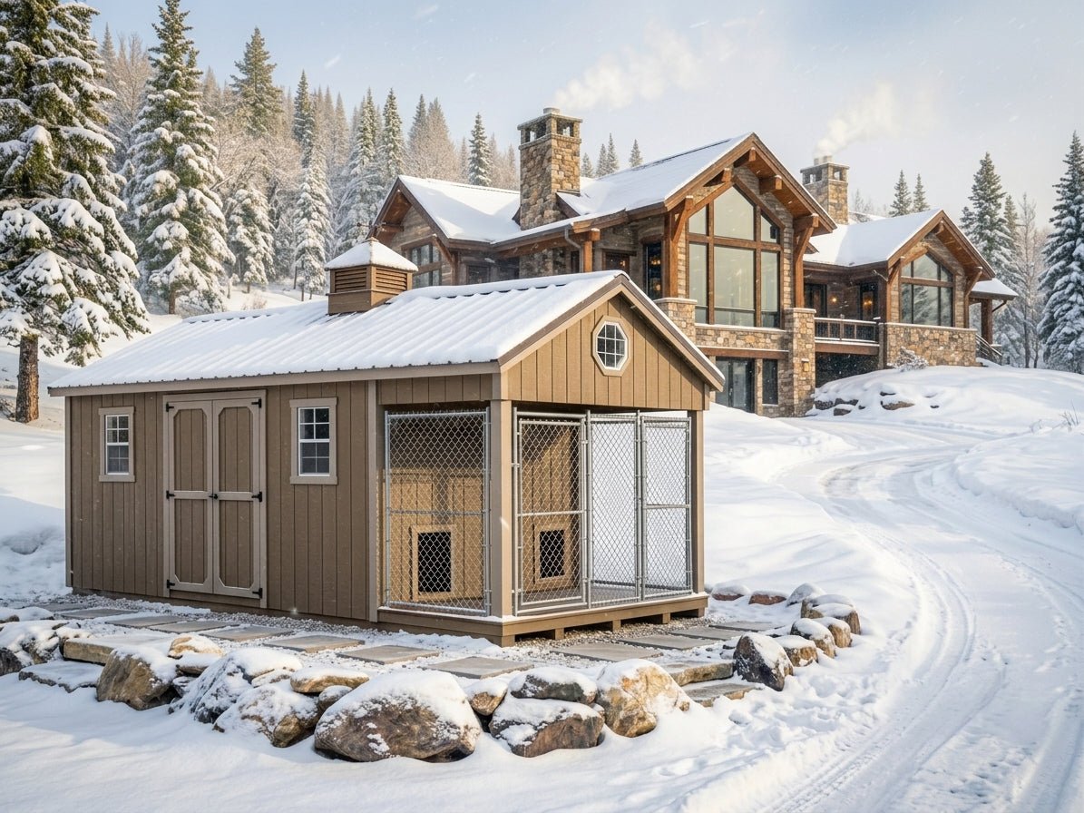 10x24MountainScene Executive Estate Insulated Dog House and Kennel With Storage Room 10' x 24' - Image 1