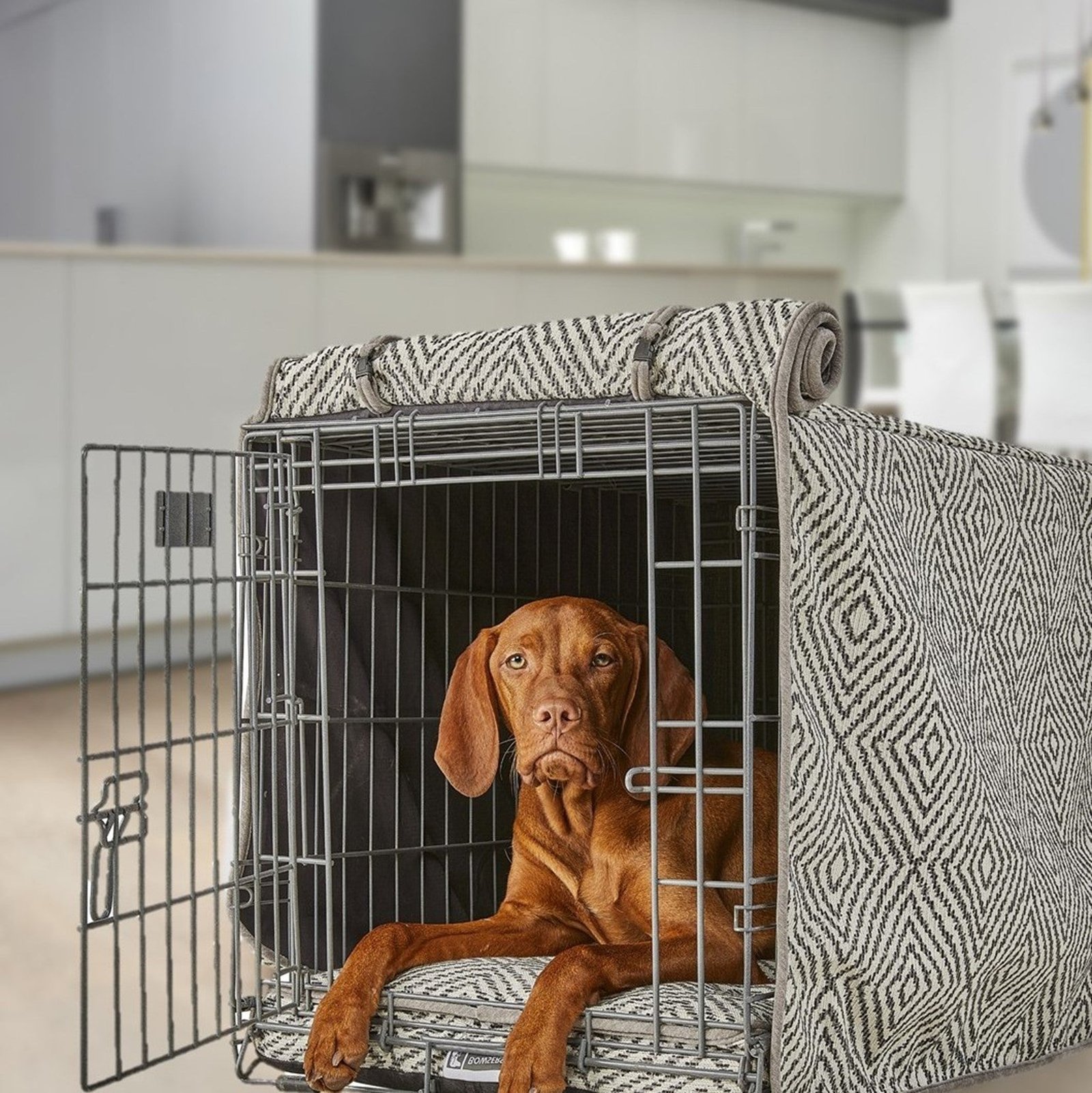 Diamondback_Crate_Cover_28699c41-8848-4930-b9a1-e465d37fb67c Designer Wire Crate Cover with Luxury Orthopedic Mattress Combo - Image 1