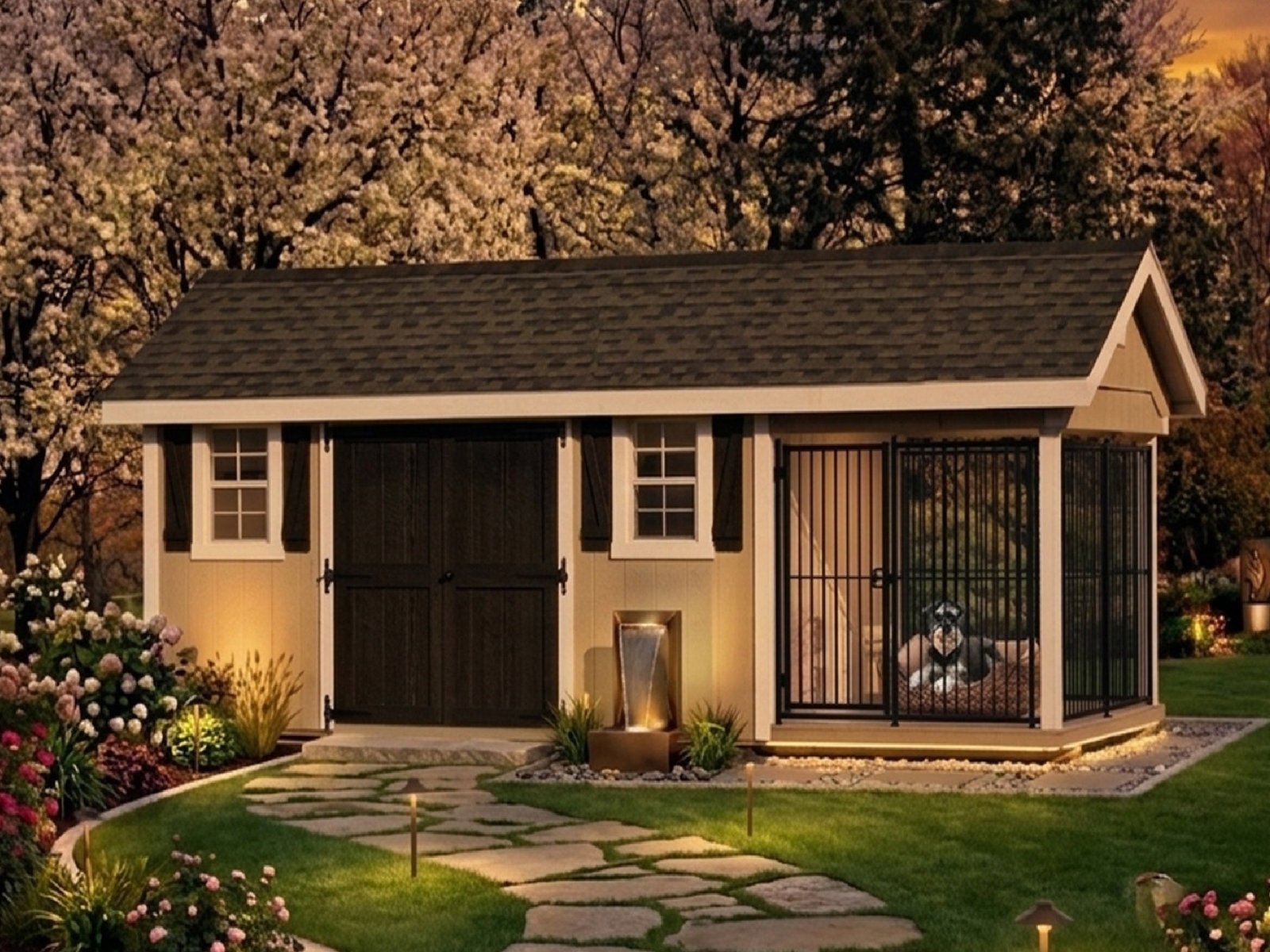 Executive_Luxury_Insulated_Dog_House_and_Kennel_With_Storage_Room_8_x_20 Executive Luxury Insulated Dog House and Kennel With Storage Room 8' x 20' - Image 1