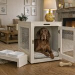 Fresco Luxury Side Table Crate with Padded Mat and Matching Bowls