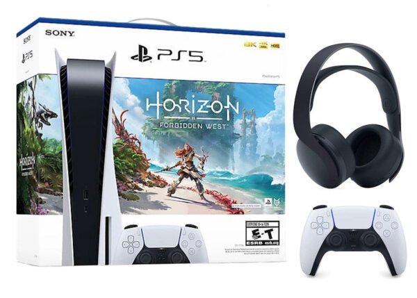 Sony PS5 PlayStation 5 Blu-ray Console with Horizon Forbidden West Game + PULSE 3D Wireless Headset Bundle