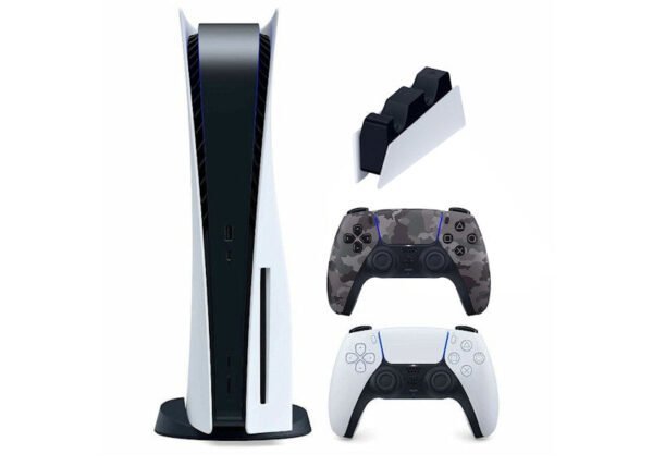 Sony PlayStation 5 PS5 Disc Console Bundle – Extra DualSense Controller + Charging Station, US Plug