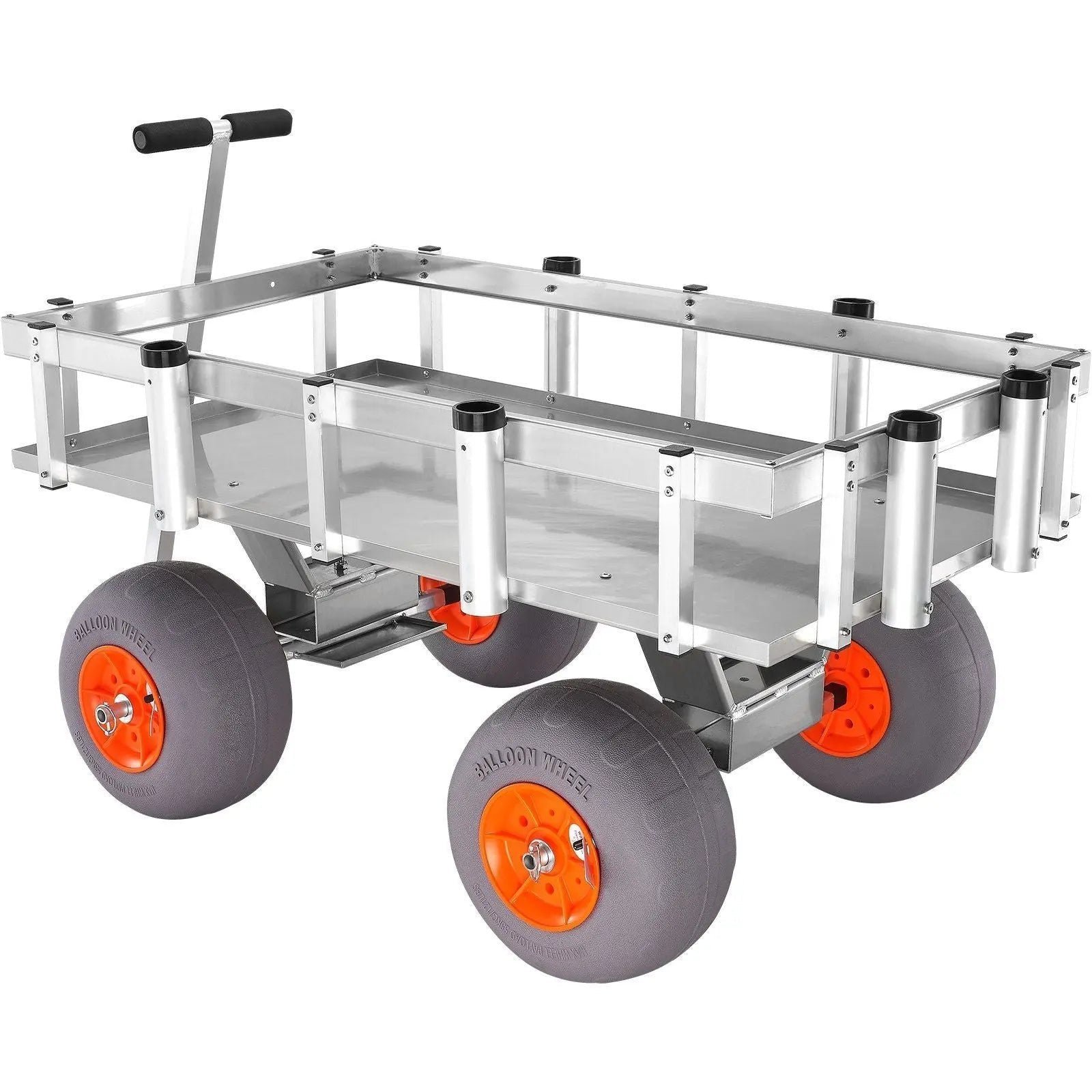 VEVOR-Beach-Fishing-Cart-500-lbs-Load-Capacity-Fish-and-Marine-Cart-with-Four-13-Big-Wheels-PU-Balloon-Tires-for-Sand-Heavy-Duty-Aluminum-Pier-Wagon-Trolley-with-6-Rod-Holders-for-Fis 500 lbs Beach Fishing Cart, 13″ PU Balloon Tires, Heavy-Duty Aluminum Frame, 6 Rod Holders, DOBA-MC500