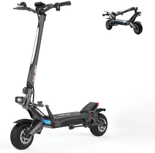 a1-194 NANROBOT Electric Scooter Adults 50mph Dual Motor Electric Scooter with Suspension 80Miles Range Fast Sports Escooters Folding 10″ Off Road Tires 330LBS Max Loads Complies with UL2272 Certification