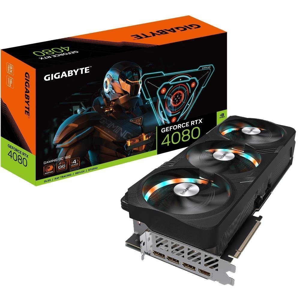 ba69af98-109b-4513-8a2b-775f59416a5e Gigabyte NVIDIA GeForce RTX 4080 16GB GDDR6X 256 bit PCIE 4.0 16x GPU 2535 MHz 1xHDMI 3xDisplayPort GV-N4080GAMINGOC-16GD