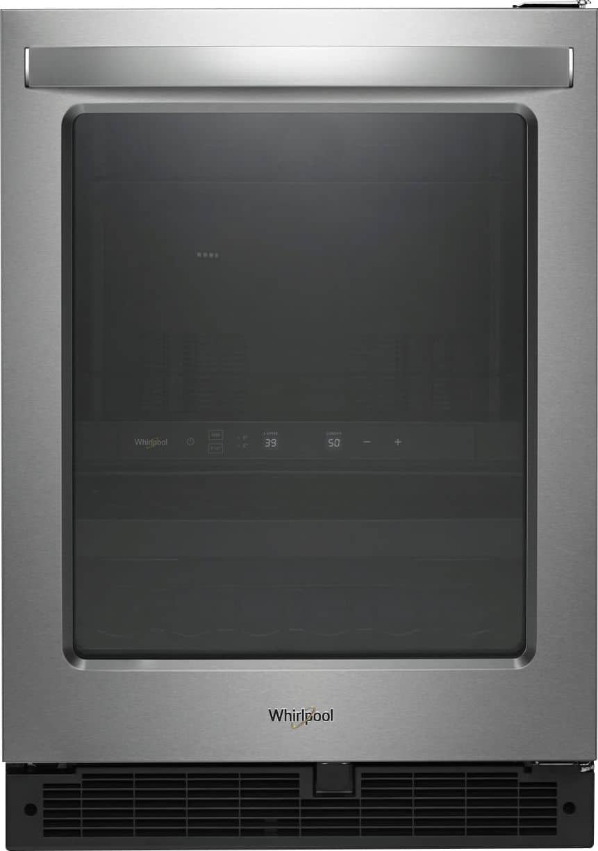 6164524_sd Whirlpool 14-Bottle Beverage Cooler – Stainless Steel - Image 1