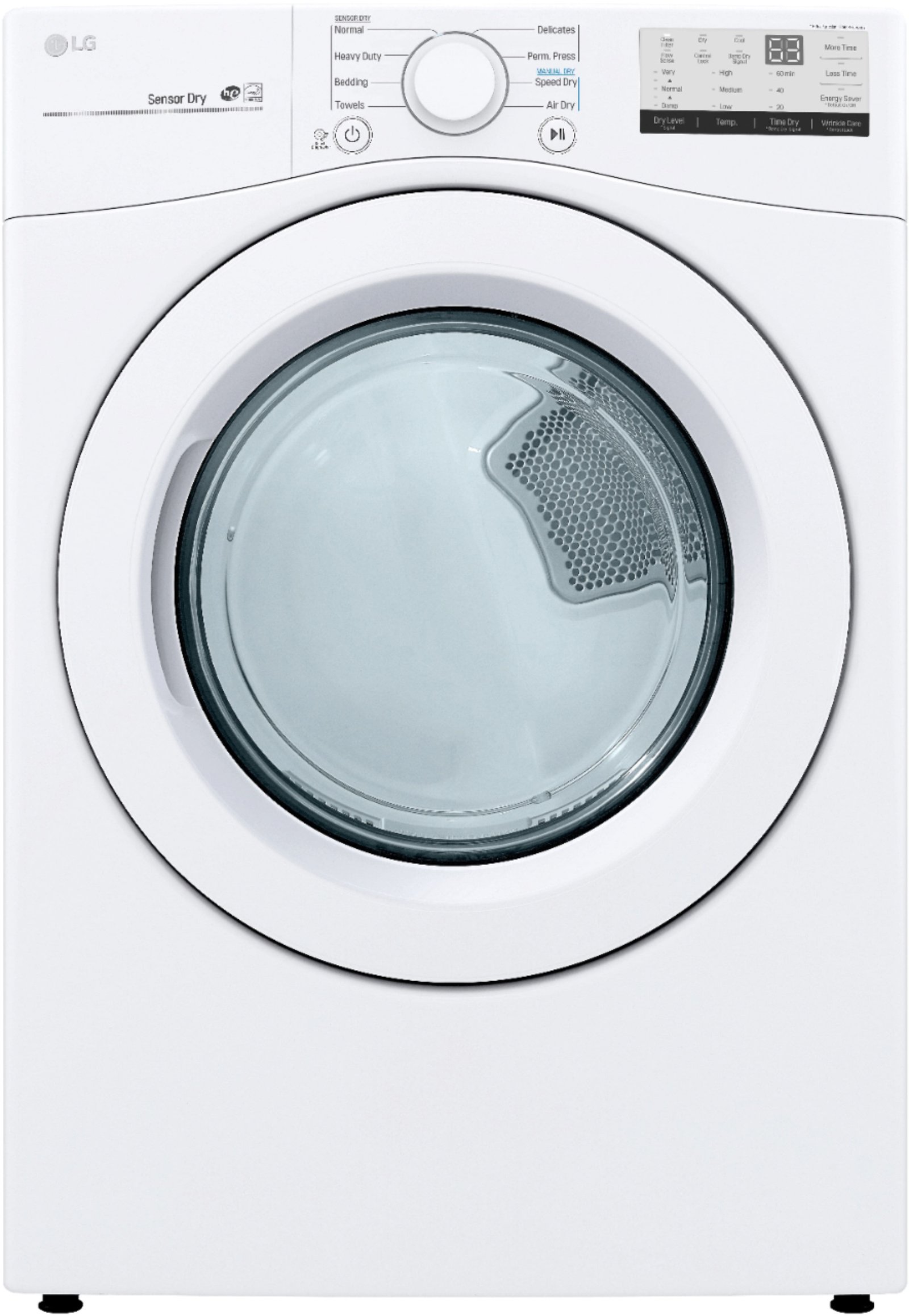 6397855_sd LG - 7.4 Cu. Ft. Stackable Electric Dryer with FlowSense - White - Image 1