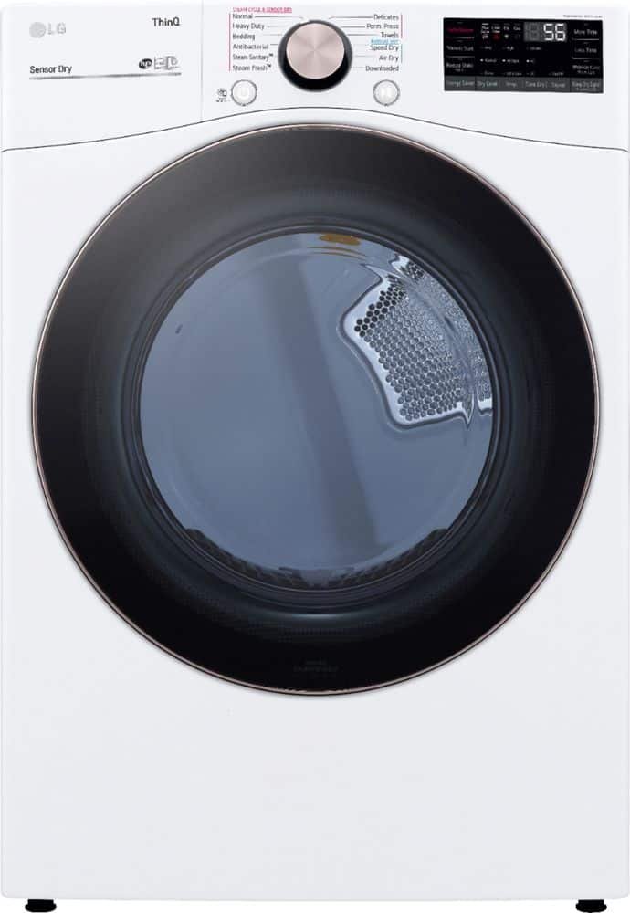 6419627_sd LG - 7.4 Cu. Ft. Stackable Smart Electric Dryer with Steam and Built-In Intelligence - White - Image 1
