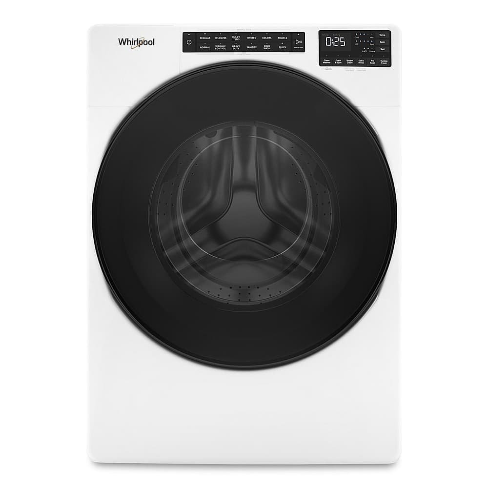 6581386_sd Whirlpool 4.5 Cu. Ft. Front Load Washer with Steam & Tumble Fresh – White - Image 1