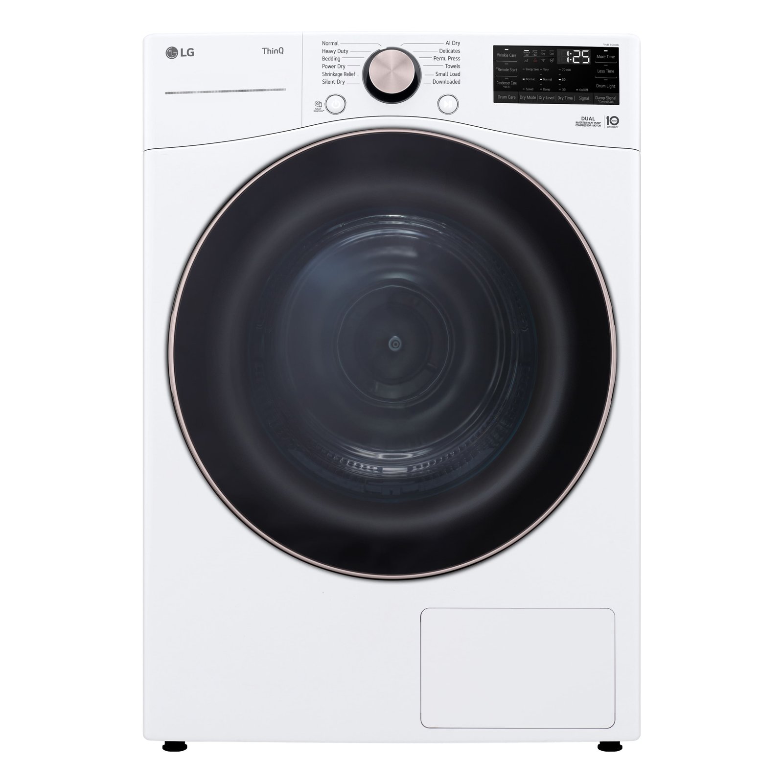a2e16225-9f2e-48d4-ab24-d667a4a73f7b LG - 7.8 Cu. Ft. Stackable Smart Electric Dryer with Dual Inverter HeatPump Technology - White - Image 1