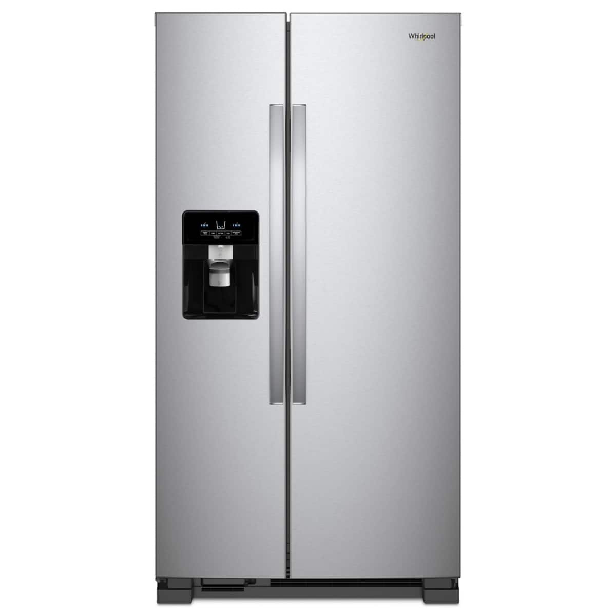 aad61a46-a0d2-4fd5-b79a-3cd39862e0a2 Whirlpool 21 Cu. Ft. Side-by-Side Refrigerator – Monochromatic Stainless Steel - Image 1